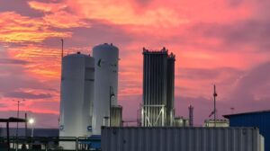LNG Storage tank at LCNG station used for natural gas distribution