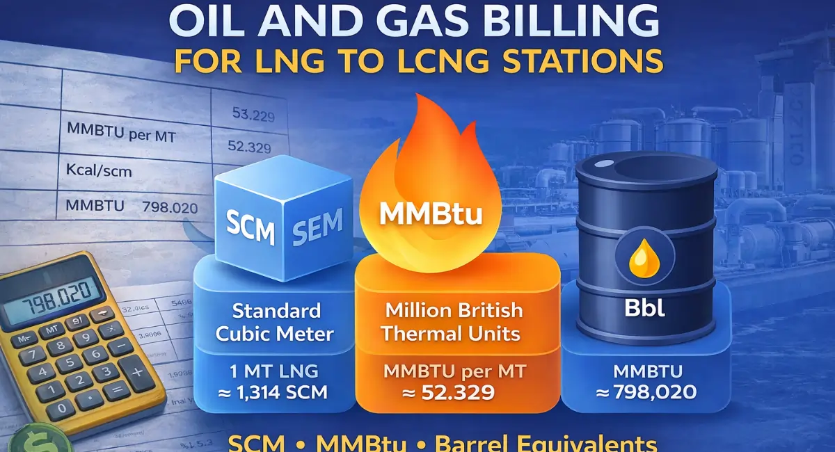 units used in oil and gas billing for LNG to LCNG stations